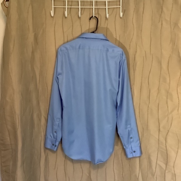Calvin Klein Men’s‎ Long Sleeve Slim Fit Blue Dress Shirt Size 16, 34-35 - Picture 3 of 3